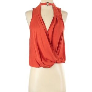 Free People Orange Halter Wrap Blouse